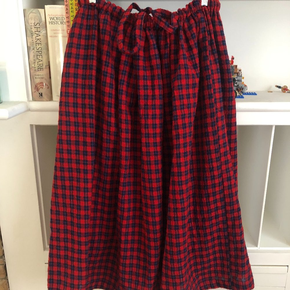 Ichi Antiquites Red Blue Check Gingham Skirt